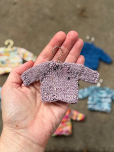 Tiny Hand Knit Tweed Lilac Sweater