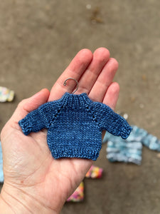 Tiny Hand Knit Deep Blue Mock Neck Sweater