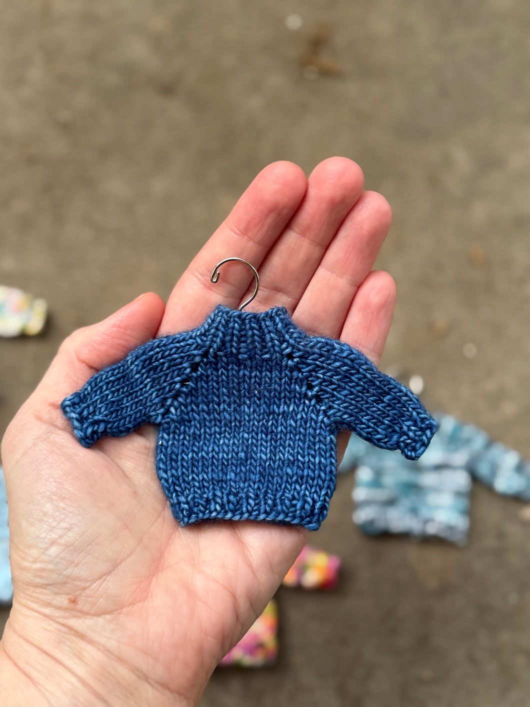 Tiny Hand Knit Deep Blue Mock Neck Sweater