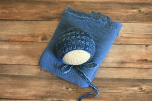 Load image into Gallery viewer, Blue Avery Bonnet Newborn Bonnet
