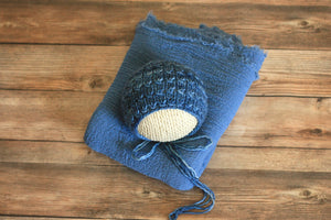 Blue Avery Bonnet Newborn Bonnet