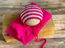Load image into Gallery viewer, Barbie Hot Pink Newborn Bonnet
