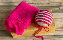 Load image into Gallery viewer, Barbie Hot Pink Newborn Bonnet
