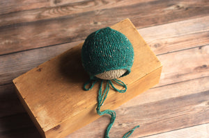 Emerald Newborn Bonnet, Newborn Knit Bonnet, Photography Prop