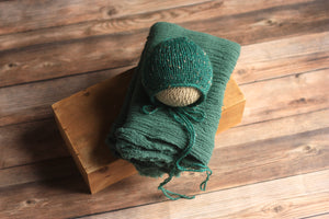 Emerald Newborn Bonnet, Newborn Knit Bonnet, Photography Prop