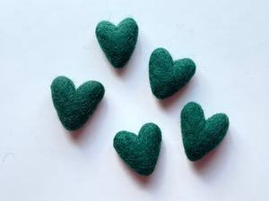 Emerald Green Felt Hearts