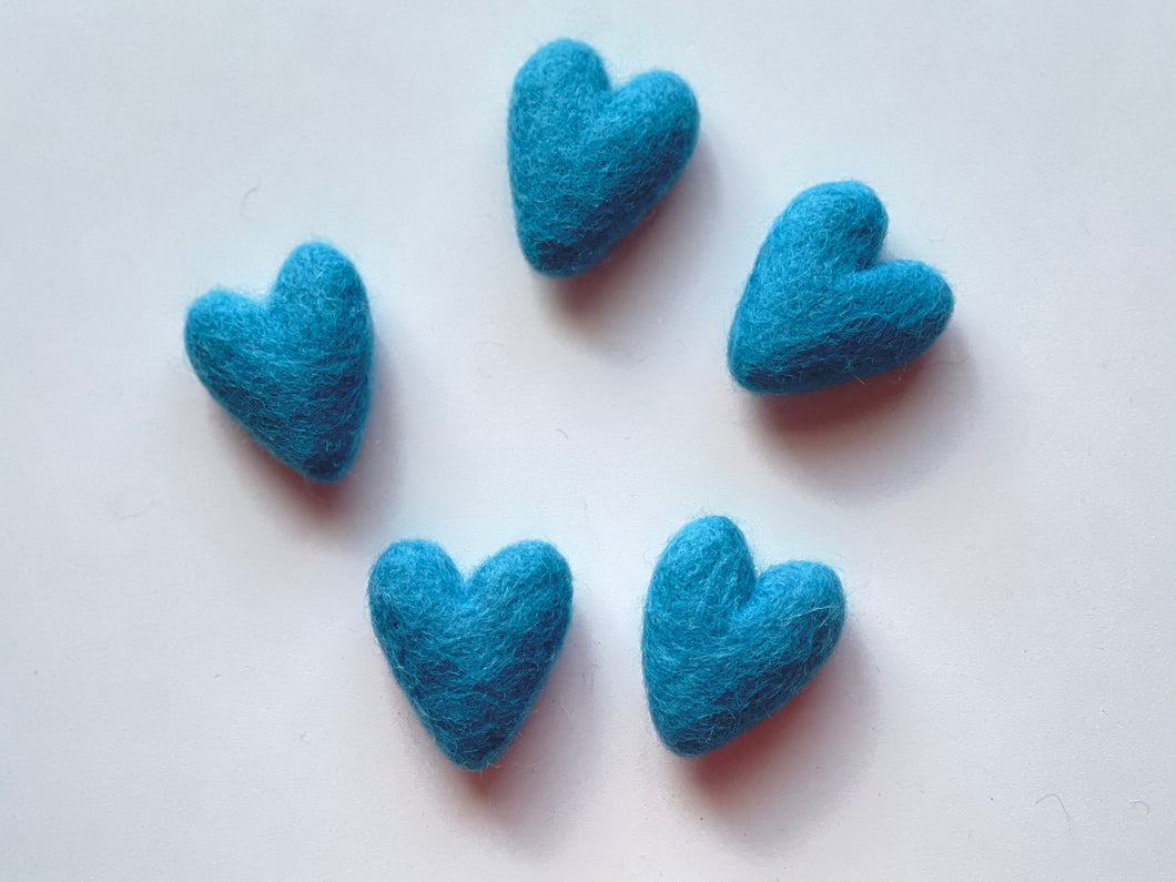 Medium Blue Felt Hearts