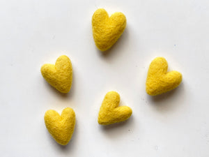 Sunshine Yellow Felt Hearts